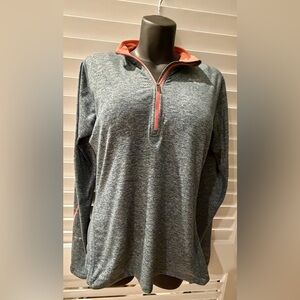 Nike Running Long Sleeve Pullover Half Zip Dri Fit in Heathered Blue and Coral